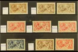 1913-1934 MINT SEAHORSES. An All Different Mint Group On A Stock Card, Comprising 1913 Waterlow 5s (tiny Ink Spot) & 10s - Non Classificati