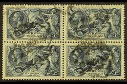 1934 SCARCE SEAHORSE BLOCK OF 4 10s Indigo Re-engraved Seahorse, SG 452, Fine Used BLOCK Of 4, Lovely Fresh Colour, Rare - Ohne Zuordnung