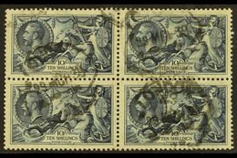 1934 SCARCE SEAHORSE BLOCK OF 4 10s Indigo Re-engraved Seahorse, SG 452, Fine Used BLOCK Of 4, Lovely Fresh Colour, Rare - Unclassified