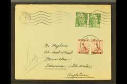 LUNDY 1947 Cover From France To Swansea, Redirected To Lundy And Pair Of Lundy 4 Puffin Stamps Added, Tied By Lundy Cds. - Other & Unclassified