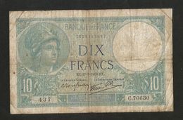 FRANCE - BANQUE De FRANCE - 10 Francs MINERVE (EX 17 - 8 - 1939) - 10 F 1916-1942 ''Minerve''