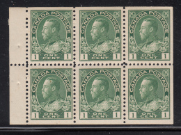 Canada 1911-25 MNH Scott #104a 1c Admiral Pane Of 6 - Booklets Pages