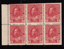 Canada 1911-25 MNH Scott #106a 2c Admiral Pane Of 6 Re-entry - Pages De Carnets