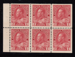 Canada 1911-25 MH Scott #106a 2c Admiral Pane Of 6 Re-entry - Pages De Carnets