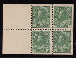 Canada 1911-25 MNH Scott #107b 2c Admiral Pane Of 4 Re-entry - Booklets Pages