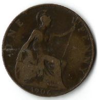 Pièce De Monnaie  1 Penny 1906 - D. 1 Penny