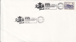 6147FM- MIRCEA THE ELDER, KING OF WALLACHIA, VALCEA COUNTY ANNIVERSARY SPECIAL POSTMARK ON COVER, 1992, ROMANIA - Cartas & Documentos