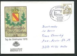 Bund PU108 C1/014 Privat-Umschlag TAG DER BRIEFMARKE LV MITTELRHEIN Sost. Aachen 1978 - Private Covers - Used