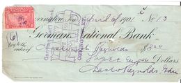 USA Check - German National Bank, No 13 - 06.04.1901 - Chèques & Chèques De Voyage