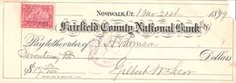 USA Check - Fairfield County National Bank, 21.11.1899 - Cheques & Traveler's Cheques