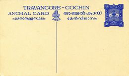 INDE / TRAVANCORE - COCHIN - ENTIER POSTAL Non Voyagé - Travancore-Cochin