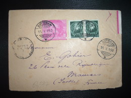 LETTRE TP PROLITAR 11 L + TP 2 L Paire OBL.11 V 50 BOTOSANI +13 V 50 GARA DE NORD AMB + 1 6 1950 HAIFA (FAUSSE DIRECTION - Cartas & Documentos