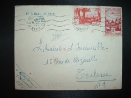 LETTRE Pour La FRANCE TP 9F + TP 6F OBL.MEC.24 MAI 1949 FES VILLE NOUVELLE MAROC + TRIBUNAL DE PAIX CABINET DU JUGE DE P - Lettres & Documents