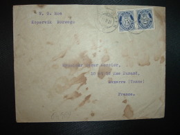 LETTRE TP 15 Paire OBL.27 II 28 KOPERVIK - Storia Postale