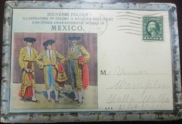 O)  1914 UNITED STATES, SOUVENIR FOLDER MEXICO,  BULLFIGHTING- TRADITIONS-CULTURE-CULTIRA, WASHINGTON 1 CENT GREEN, FROM - 1901-20