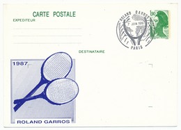 Entier Repiqué - 1,90 Liberté - (Tennis) ROLAND GARROS - Paris - 1987 - Postales  Transplantadas (antes 1995)