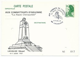 Entier Repiqué - 1,90 Liberté - Aux Combats De L'Argonne - 55 LACHALADE - 1987 - Overprinter Postcards (before 1995)