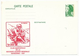 Entier Repiqué - 1,90 Liberté - Club Marcophile 2eme Guerre Mondiale - Narbonne 1987 (Entier Neuf) - Postales  Transplantadas (antes 1995)