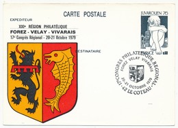 Entier Repiqué - 0,60 Juvarouen - Congrès Régional Forez Velay Vivarais - Le Coteau - 1979 - Cartes Postales Repiquages (avant 1995)