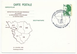 Entier Repiqué - 1,80 Liberté - Exposition Philatélique Des Jeunes - Fontenay Le Comte - 1986 - Cartes Postales Repiquages (avant 1995)