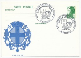 Entier Repiqué - 1,80 Liberté - Congrès Philatélique Groupement Marseille Provence - Novembre 1985 MARSEILLE - Bijgewerkte Postkaarten  (voor 1995)