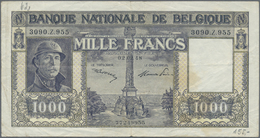 Belgium / Belgien: 1000 Francs 1948, P.128b With Signatures: Sontag & Frère, Lightly Stained Paper W - [ 1] …-1830 : Avant Indépendance