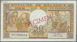 Belgium / Belgien: 50 Francs 1956 Specimen P. 133Bs, Zero Serial Numbers, Red Specimen Overprint, Li - [ 1] …-1830 : Prima Dell'Indipendenza