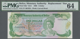 Belize: 1 Dollar 1980 Replacement Prefix Z/1 P. 38a*, Condition: PMG Graded 64 Choice UNC. - Belice