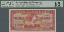 Bermuda: 10 Shillings 1957 P. 19b, Condition: PMG Graded 65 Gem UNC EPQ. - Bermude