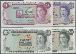 Bermuda: Set With 4 Banknotes 5 Dollars 1970 P.24, 10 Dollars 1982 P.30b And 20 Dollars 1981 And 198 - Bermude