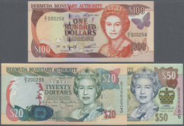 Bermuda: Set With 3 Banknotes 20 Dollars 2000 P.53, 50 Dollars 2003 P.56 And 100 Dollars 1997 P.49, - Bermude