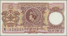 Bhutan: Very Rare 5 Ngultrum P. 2 Note With Only 2 Usual Pinholes, Otherwise: UNC. - Bhoutan