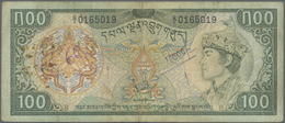 Bhutan: 100 Ngultrum ND P. 11, More Rarely Seen Note In Used Condition With Many Pinholes But Withou - Bhutan