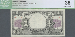 Bolivia / Bolivien: 1 Boliviano 1911 P. 104, ICG Graded 35 Very Fine +. - Bolivia