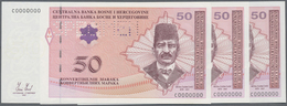 Bosnia & Herzegovina / Bosnien & Herzegovina: Set Of 3 Pcs 50 Maraka 2007 Specimen P. 76s With Zero - Bosnien-Herzegowina