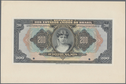 Brazil / Brasilien: Uniface Proof Print Of The Front Side On Card Of 200 Mil Reis ND P. 107p In Cond - Brasilien