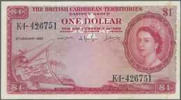 British Caribbean Territories: Rare CONSECUTIVE Pair Of 1 Dollar 1963 P. 7c, Both Notes In Similar C - Altri – America