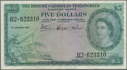 British Caribbean Territories: 5 Dollars 1953, P.9a, Very Nice Condition With Crisp Paper, Verticall - Other - America