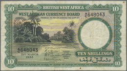 British West Africa: 10 Shillings 1953 P. 9a, Used Condition With Several Folds And Creases, No Hole - Altri – Africa