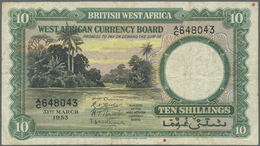 British West Africa: 10 Shillings 1953 P. 9a, Used Condition With Several Folds And Creases, No Hole - Sonstige – Afrika