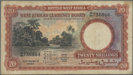 British West Africa: 20 Shillings 1953 P. 10a, Used Condition With Several Folds And Creases, Staine - Autres - Afrique