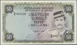 Brunei: 50 Ringgit 1986 P. 9c, Light Folds In Paper, No Holes Or Tears, Original Colors, Condition: - Brunei