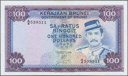 Brunei: Rare Pair Of 2 CONSECUTIVE Notes 100 Ringgit 1988 P. 10, Both In Condition: XF+ To AUNC. (2 - Brunei