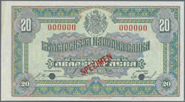 Bulgaria / Bulgarien: 20 Leva 1922 SPECIMEN, P.36s With A Tiny Dint And Small Spots At Upper Left Co - Bulgaria