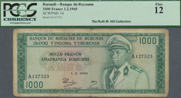 Burundi: 1000 Francs 1965 P. 14, PCGS Graded FINE 12. - Burundi