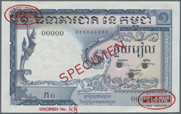 Cambodia / Kambodscha: Banque Nacional Du Cambodge 1 Riel 1955 TDLR Specimen, P.1s In UNC Condition - Cambogia