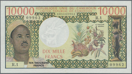 Cameroon / Kamerun: 10.000 Francs ND P. 18a, Light Center Fold, Tiny Pinholes At Left, Crispness In - Camerun