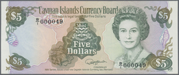 Cayman Islands: Set With 4 Banknotes 1991 Series With Matching Low Serial Number $5, $10, $25, $100, - Isole Caiman