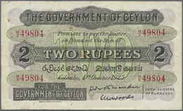 Ceylon: 2 Rupees October 1st 1925, P.21astill Crisp Paper With Several Folds And Tiny Rusty Spots. C - Sri Lanka