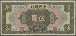 China: 5 Dollars 1928 The Central Bank Of China P. 196d, Used With Several Folds But Still Strong Pa - Cina